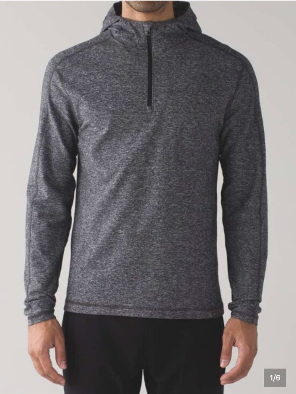 lululemon athletica Men's Heathered Gray 1/2 Zip Surge Warm Hoodie Size L